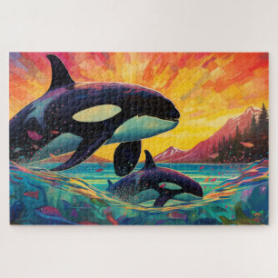 🐙Whale of a Time: Orca Mother & Calf Jigsaw Puzzle
