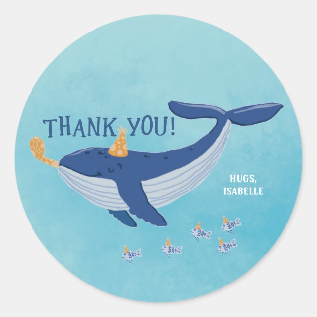Whale of a Time Party Thank You Sticker (Front)