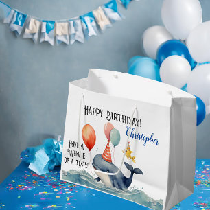 Whale of a Time Personalized Boys Birthday Large Gift Bag