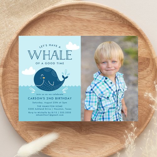 Whale of a Time Photo Birthday Party Invitation