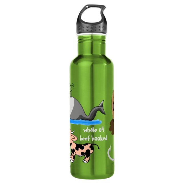 Whale Oil Beef Hooked fun slogan Stainless Steel Water Bottle (Front)