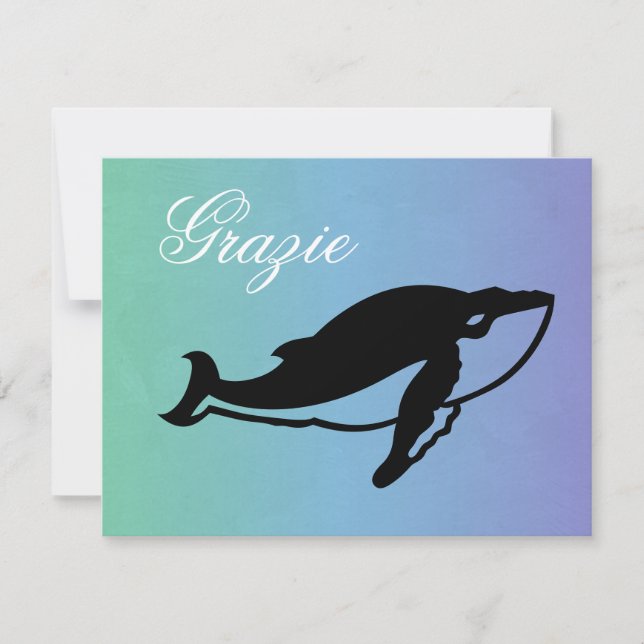 Whale on Italian Thank You Note Card (Front)