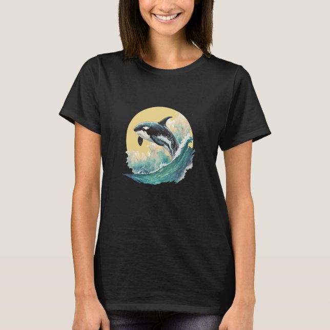 Whale Orca Marine Sea Retro Summer T-Shirt (Front)