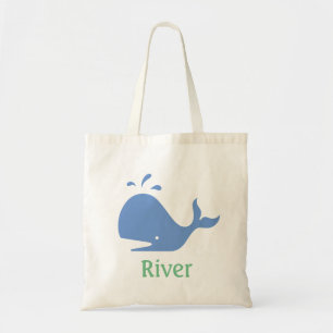 Whale Personalized Tote Bag, Blue and Green