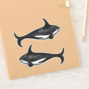 Whale personalized your name sticker