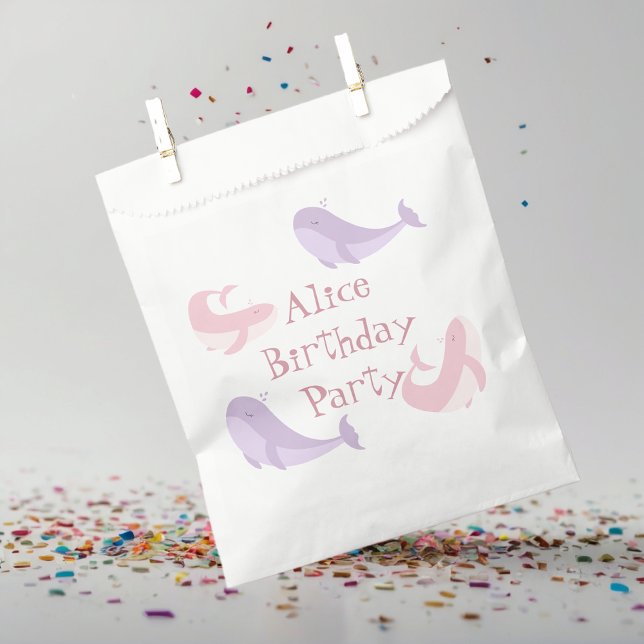  Whale Pink Lilac Pastel Ocean Fish Birthday Party Favor Bag (Creator Uploaded)