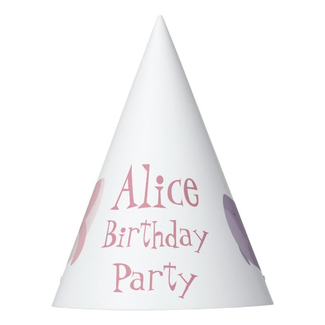  Whale Pink Lilac Pastel Ocean Fish Birthday Party Party Hat (Front)