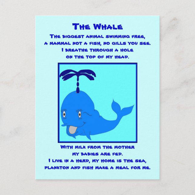 Whale poem postcard (Front)