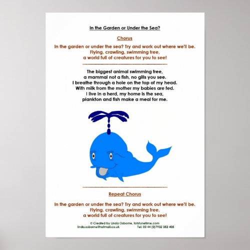 Whale poem pre_school  early years education poster