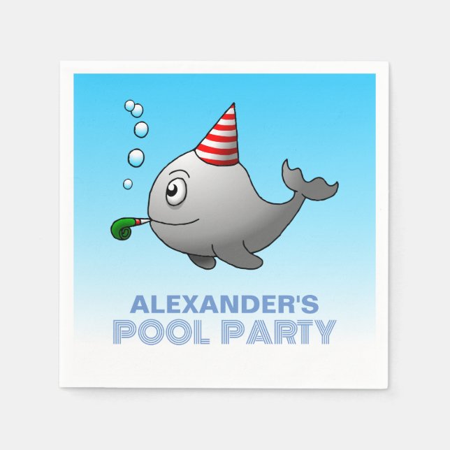 Whale Pool Party Napkins (Front)