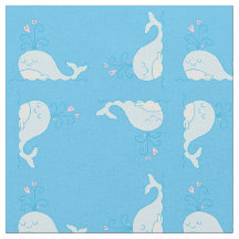 Whale Print Fabric Blue