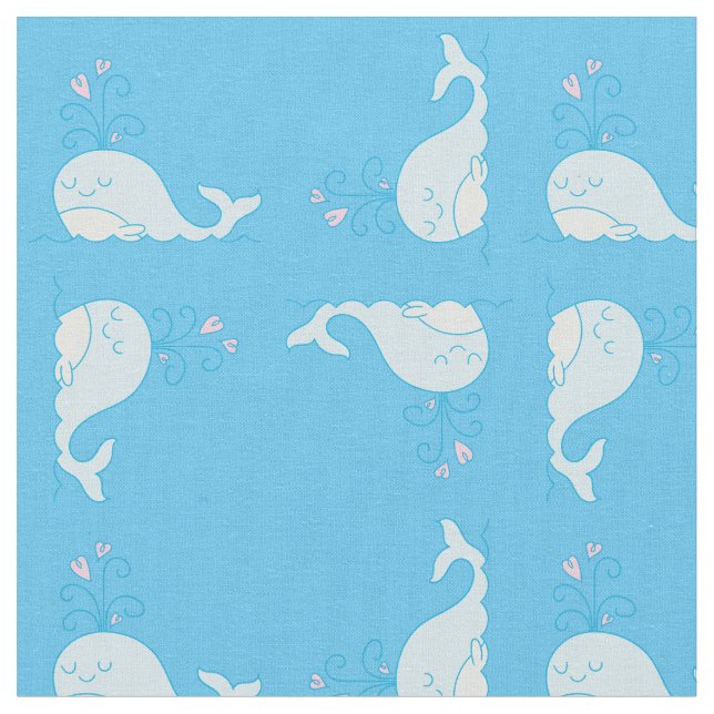 Whale Print Fabric Blue (Close Up)