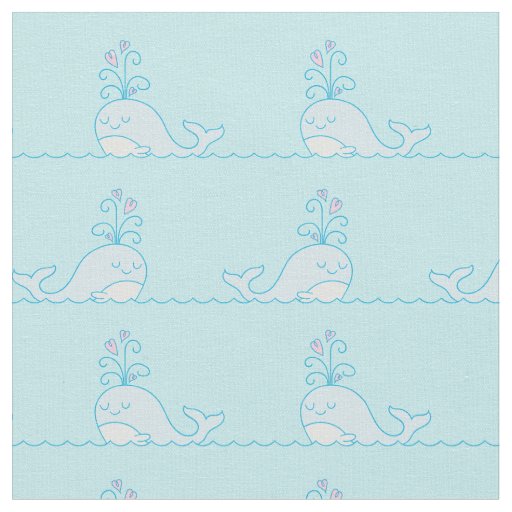 Whale Print Fabric Light Blue