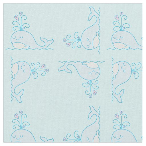 Whale Print Fabric Light Blue
