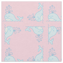 Whale Print Fabric Pink