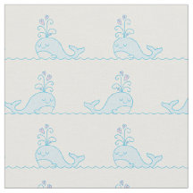 Whale Print Fabric White