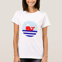 Whale Print Nautical Style T-shirt