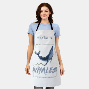 Whale Protect Whales and Ocean Watercolor Cetacean Apron
