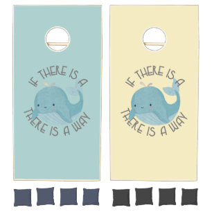 Whale Pun: If There is a Whale, There is a Way Cornhole Set