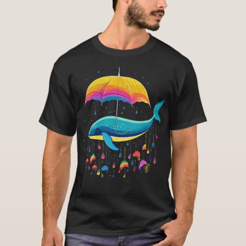 Whale Rainy Day With Umbrella T_Shirt