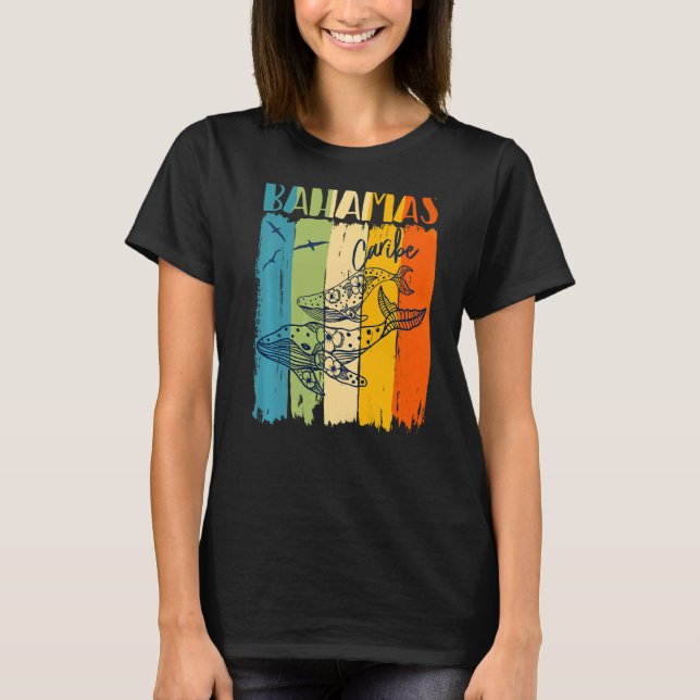 Whale Retro Bahamas Caribe Matching Friends Family T-Shirt (Front)