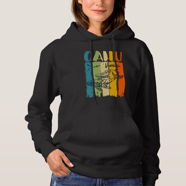 Whale Retro Oahu Hawaii Matching Best Friends Fami Hoodie (Front)