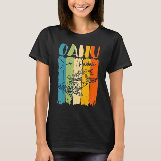 Whale Retro Oahu Hawaii Matching Best Friends Fami T-Shirt (Front)