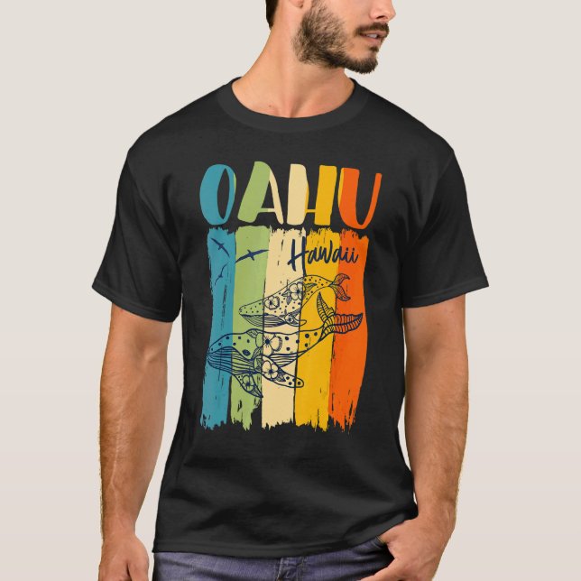 Whale Retro Oahu Hawaii Matching Best Friends Fami T-Shirt (Front)