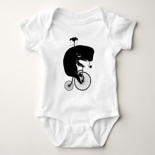 Whale Rider on Penny Farthing Bike Baby Bodysuit