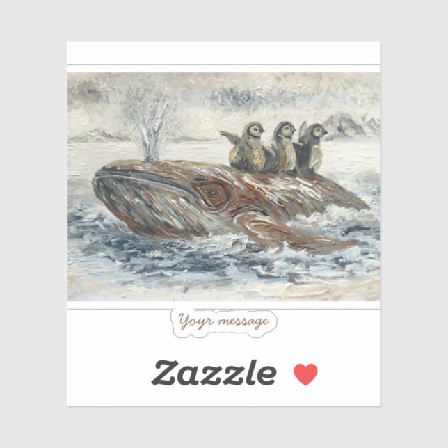 Whale Riders Whimsical Whale and Penguin Ocean Sticker (Sheet)