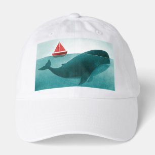 Whale & Sailboat – Minimal Ocean Art Hat