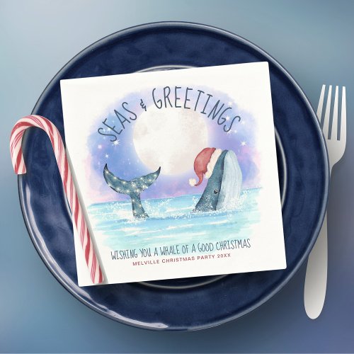 Whale Santa Seas Nautical Christmas  Napkins