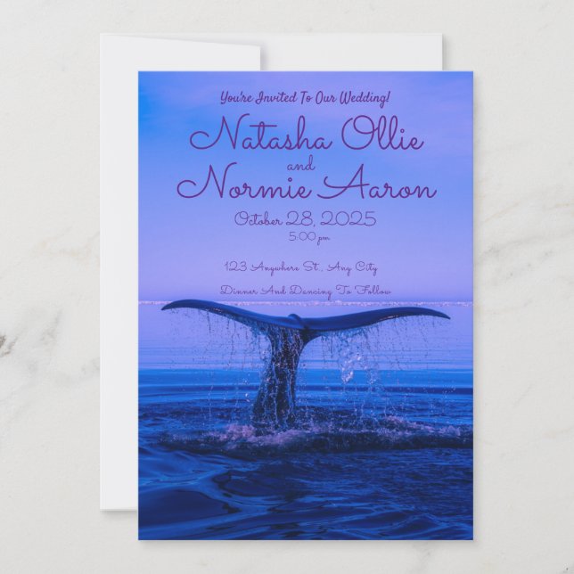 Whale Sea Beach Wedding Invitations (Front)