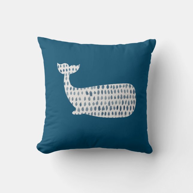 Whale Sea Glass Beach Pebbles Coastal Throw Pillow (Front)
