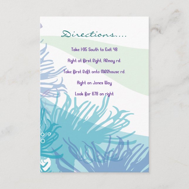 Whale & Sea Life Bat Bar Mitzvah Direction Card (Front)