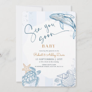 Whale Sea Turtle Coastal Sea Baby Shower Invitation
