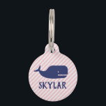 Whale Seersucker Pet ID Tag<br><div class="desc">Seersucker background with illustrated Whale Pet tag
Perfect for use as: dog tag,  cat tag,  goat tag,  or bridle tag.</div>
