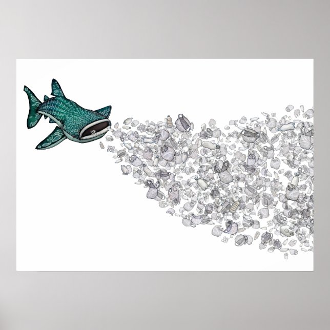 Whale Shark and Plastic Pollution Poster (Front)