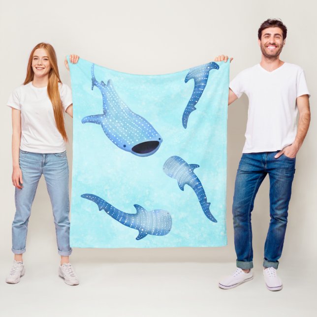 Whale Shark Fleece Blanket - Cozy Ocean Watercolor (In Situ)