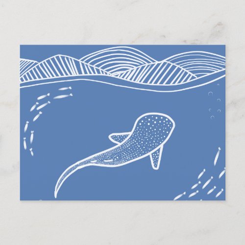 Whale Shark Line Art Postcard