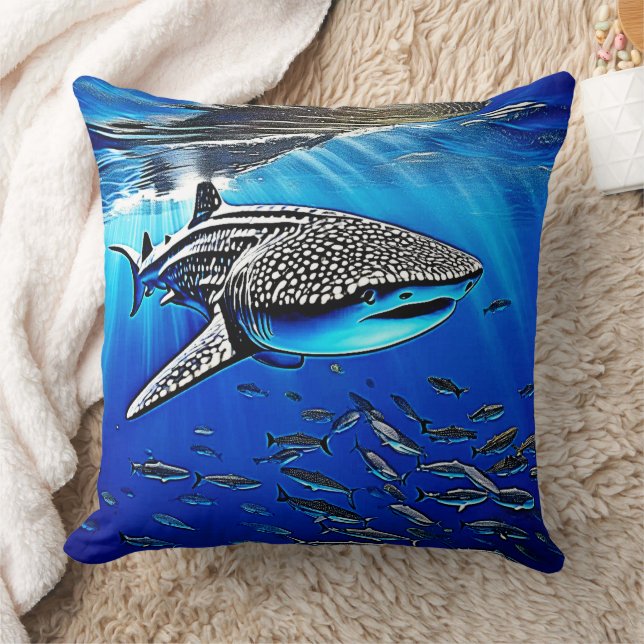 Whale Shark Majesty Design Throw Pillow (Blanket)