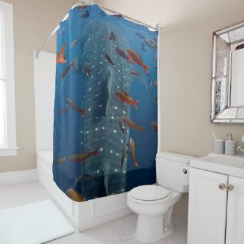 Whale Shark Shower Curtain by Strangeart2015 at Zazzle