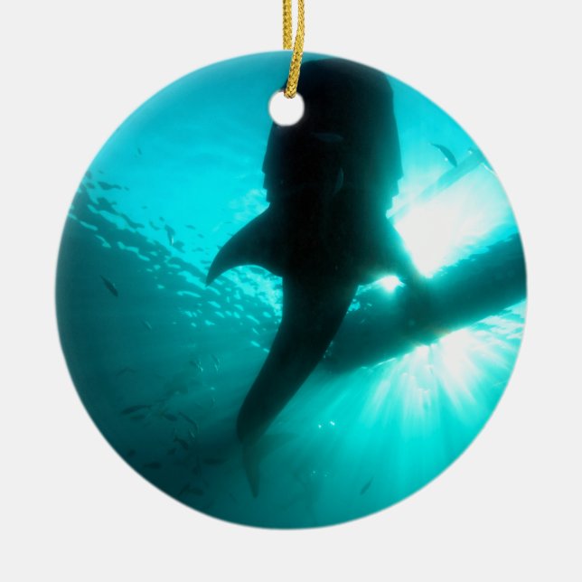 Whale shark silhouette ceramic ornament (Front)
