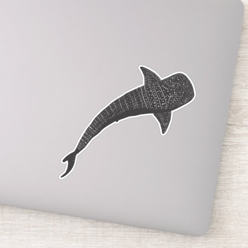 Whale Shark Sticker Custom Shape Black and White