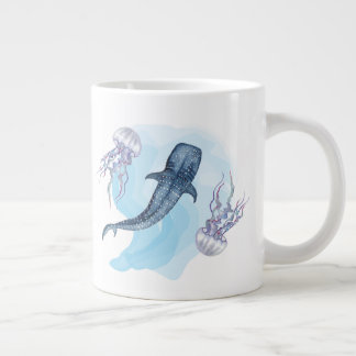 Whale Shark. Watercolor Giant Coffee Mug