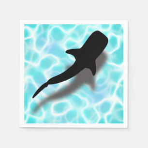 Whale Shark with Shadow Tropical Beach Napkins