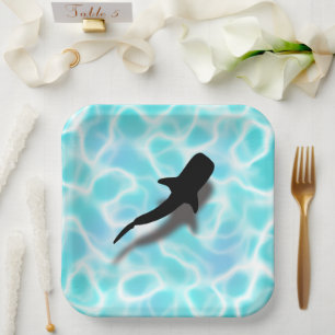 Whale Shark with Shadow Tropical Beach Paper Plates