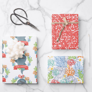 Whale Shark Wrapping Paper Flat Sheet Set of 3