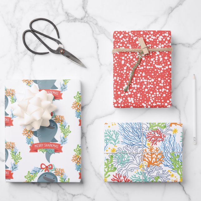 Whale Shark Wrapping Paper Flat Sheet Set of 3 (Front)