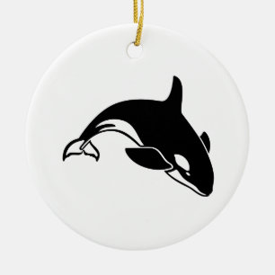 Whale Silhouette Ceramic Ornament